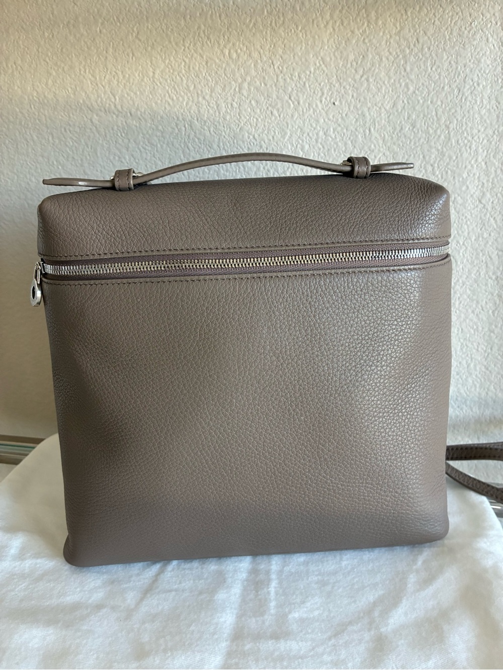 Loro Piana Grained Calfskin Extra Backpack Taupe Quiet Luxury